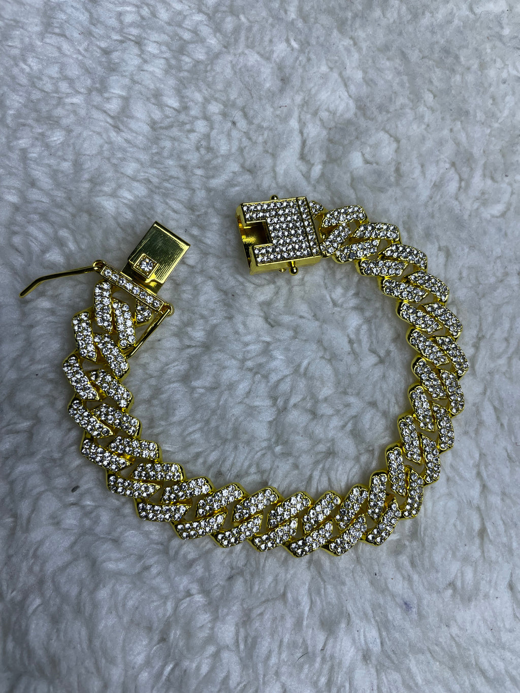 Golden Iced Out Cuban Bracelet