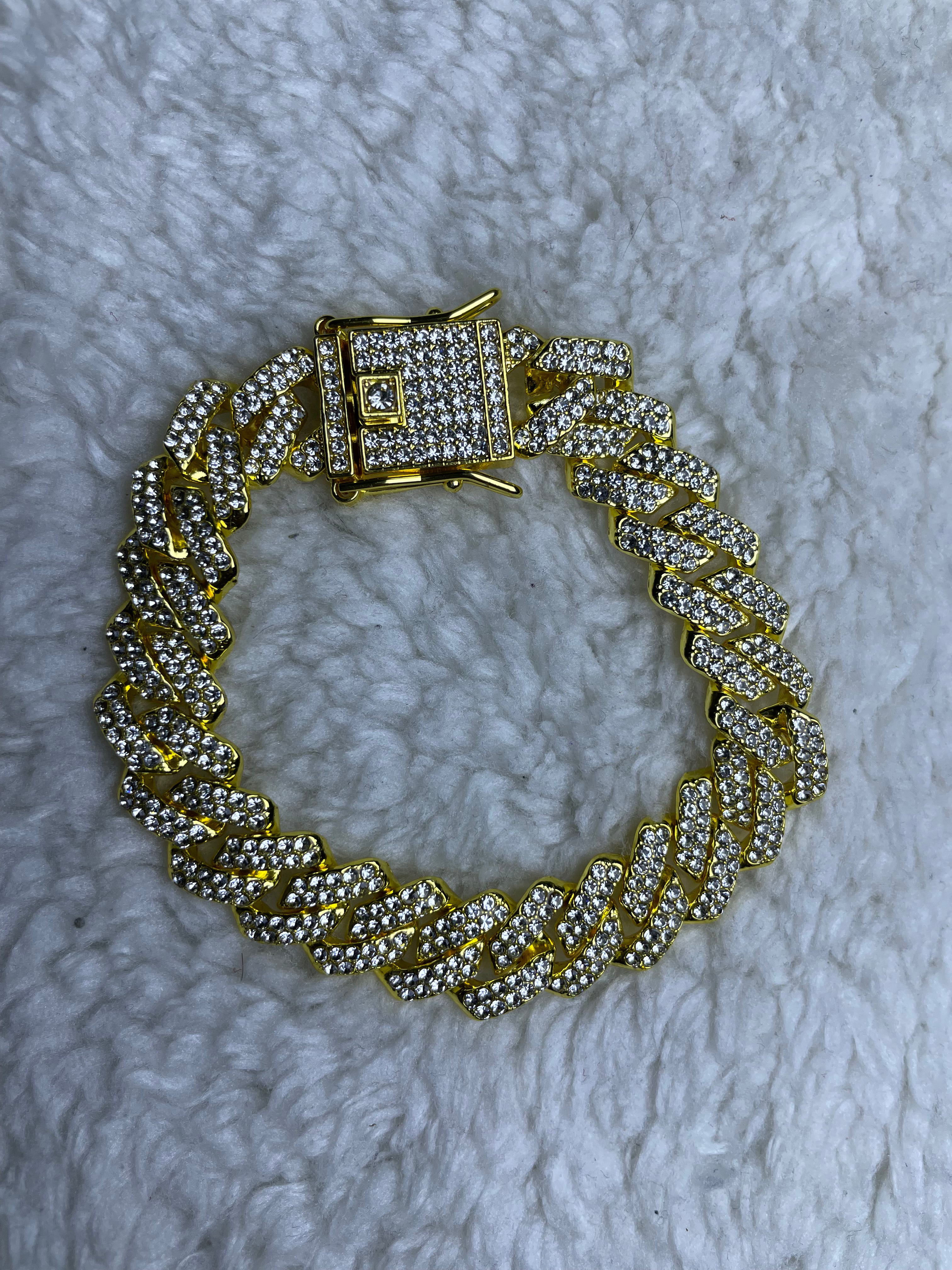 Golden Iced Out Cuban Bracelet