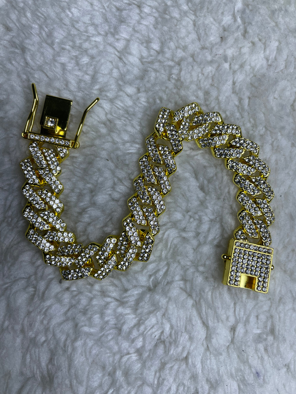 Golden Iced Out Cuban Bracelet