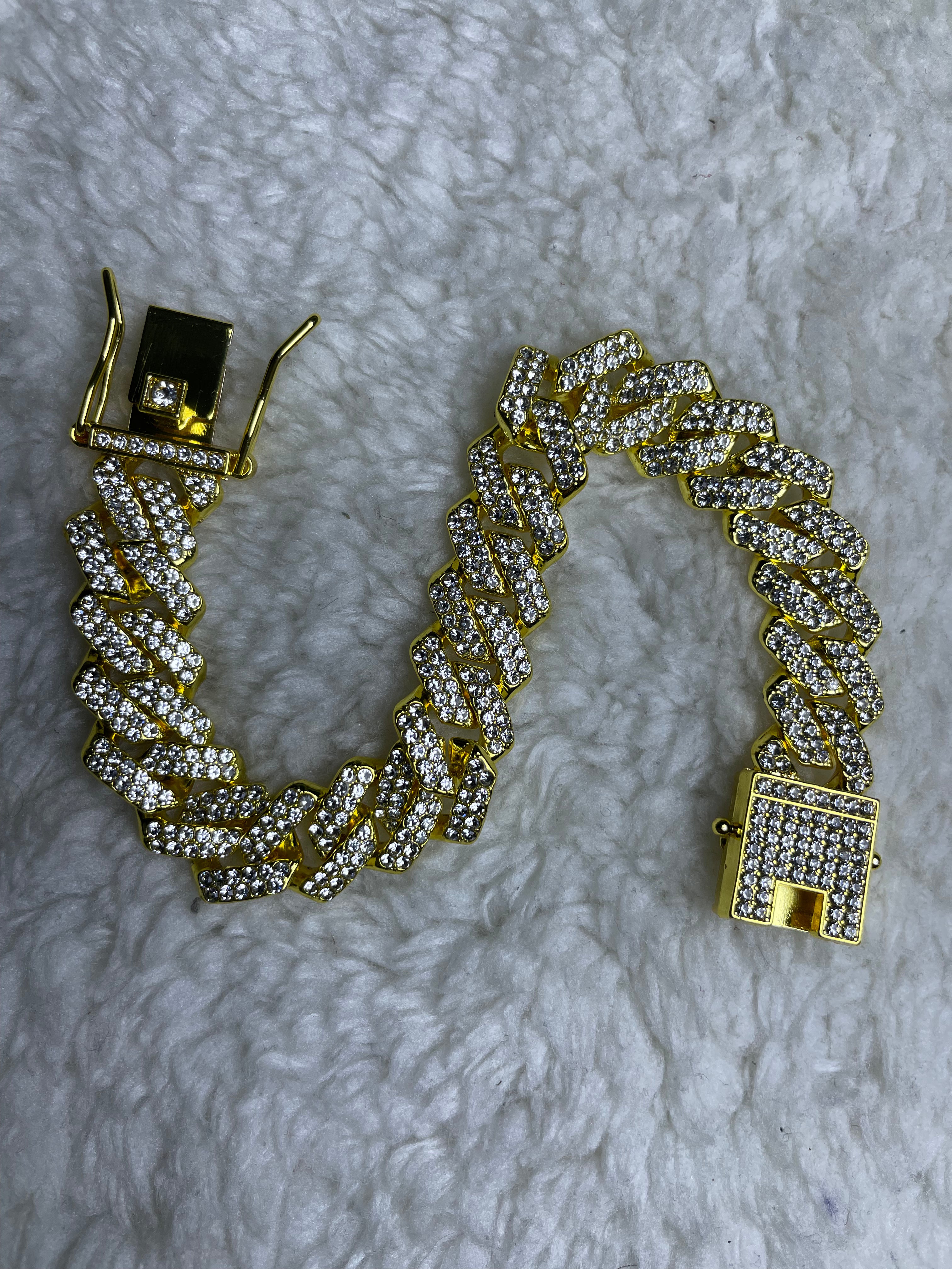 Golden Iced Out Cuban Bracelet