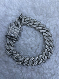 Silver Iced Out Cuban Bracelet