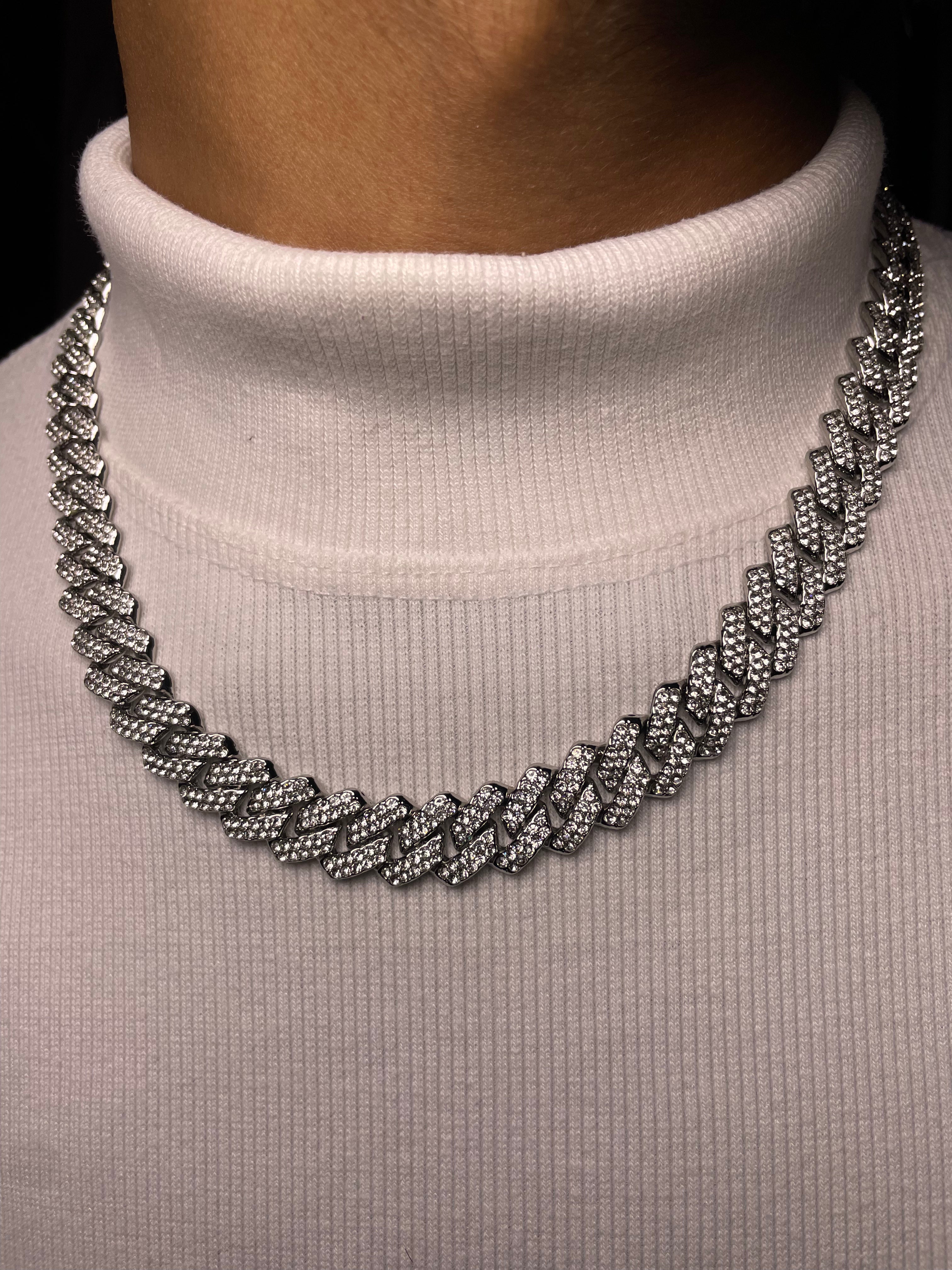 Silver Iced Out Cuban Chain